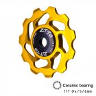 Mountain Bike Transmission Rear Dial Wheel High end Ceramic Palin Guide Wheel 11T Tooth Aluminum Alloy Tension Wheel Gold
