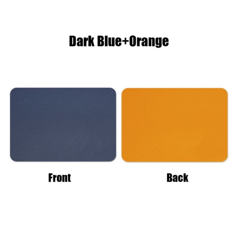 Mouse  Pad  Double-sided  Non-slip Plain Color Waterproof Leather Gaming Mouse Mat Blue+orange