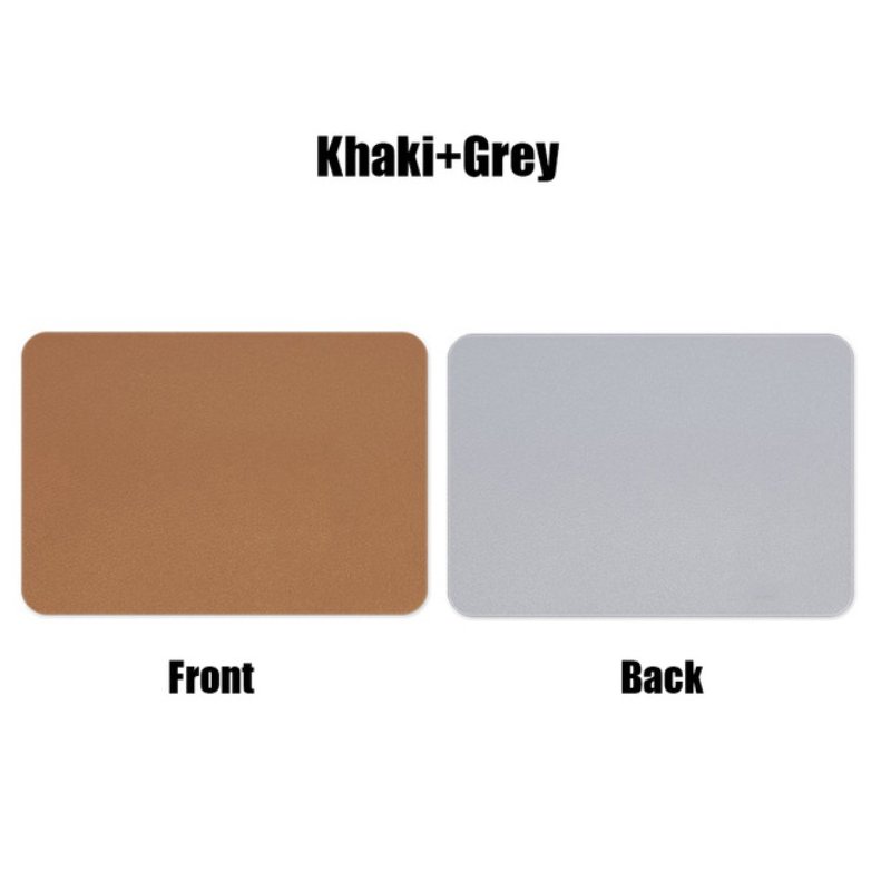 Mouse  Pad  Double-sided  Non-slip Plain Color Waterproof Leather Gaming Mouse Mat Brown+grey