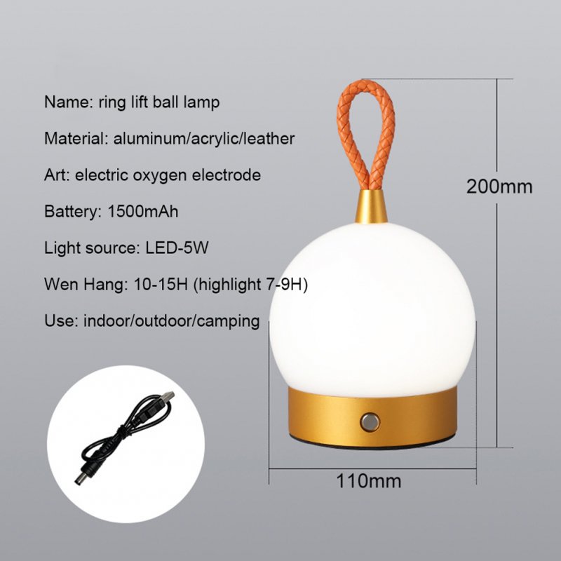 Portable Outdoor Camping Atmosphere Light Charging Table Lamp Bedroom Bedside Night Lights with Handle Black