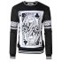 MrWonder Men s Casual 3D Poker Print Crewneck Long Sleeve Pullover Sweatshirt Black L
