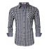 MrWonder Men s Slim Fit 100  Cotton Button Down Long Sleeve Plaid Shirt Black and white grid M