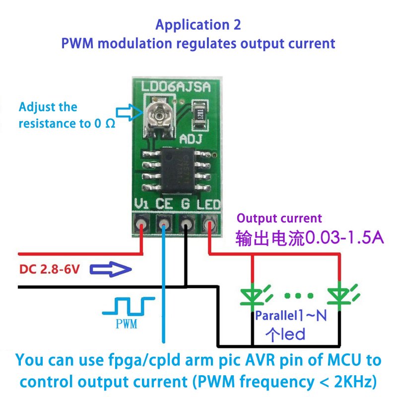 10 pcs DC 3.3/3.7/5V Led Driver 30-1500ma Constant Current Adjustable Module Pwm Control Board