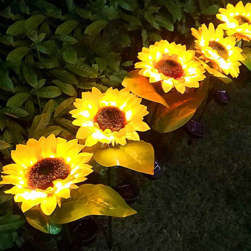 1pc/2pcs LED Solar Sunflowers Lights IP65 Waterproof Automatic On/off Garden Lights For Yard Patio Garden Pathway Porch Decor 