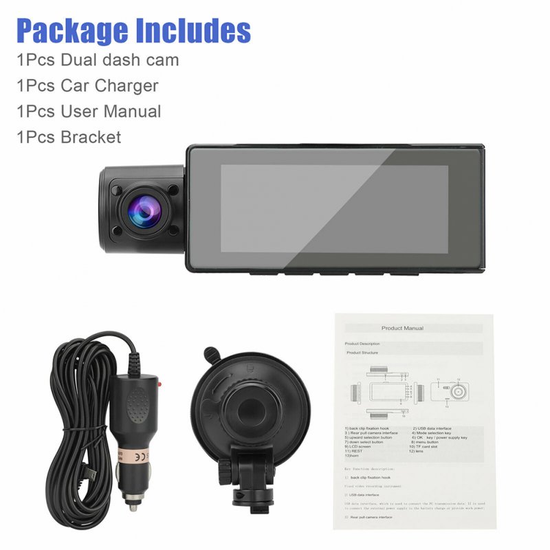 Hd 1080p 3-lens GPS Dash Cam Infrared Night Vision Lcd Screen Driving Recorder Parking Camera 