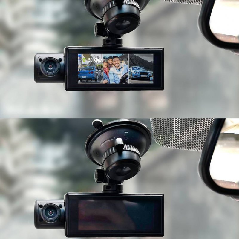 Hd 1080p 3-lens GPS Dash Cam Infrared Night Vision Lcd Screen Driving Recorder Parking Camera 