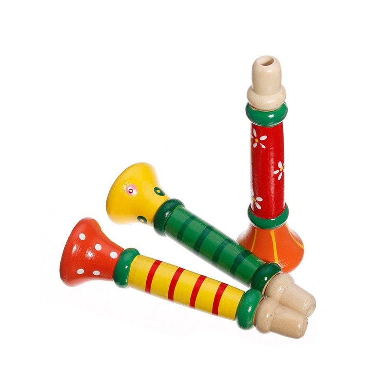 Multi-Color Baby kids Wooden Whistling Music Toys Horn Trumpet Instruments musical infant learning music early education