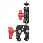 Multi-Function Ball Head Clamp Ball Mount Clamp ic Arm Super with 1/4inch-20 Thread for Camera Cage Rig Monitor Black red