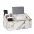 Multi Functional Leather Tissue Box Napkin Holder Tabletop Remote Controller Phone Organize white marble