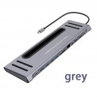 Multi-function 12-in-1 Docking Station Type-c Hub Adapter Base Data Transmission For Mobile Phone Tablet Notebook gray