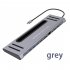 Multi function 12 in 1 Docking Station Type c Hub Adapter Base Data Transmission For Mobile Phone Tablet Notebook gray