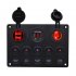Multi function 5 Gang Rocker Dual Usb Charger   Digital Volmeter  12v Outlet Pre wired Switch Panel With Circuit Breakers Round Illuminated Switch Cigarette Lig
