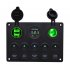 Multi function 5 Gang Rocker Dual Usb Charger   Digital Volmeter  12v Outlet Pre wired Switch Panel With Circuit Breakers Round Illuminated Switch Cigarette Lig