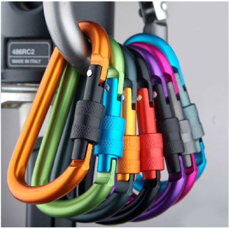 Multi-function Aluminium Alloy Mountaineering Buckle D-Ring Key Chain Clip Hook Camping Buckle Snap Random Color Random Color