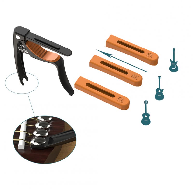 Multi-function Guitar Capo 3-in-1 Guitar Capo Metal Capo For Acoustic Electric Guitars Ukulele Mandolin Banjo Black orange