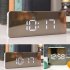 Multi functional Mirror Electronic Alarm Clock Mini Bedside Clock Battery or Plug in Mirror rectangle