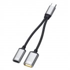 Multi-functional Type-c 2-in-1 Adapter Cable Pd Fast Charge Otg Compatible For Ipad Pro / TV Chromecast Samsung Iron gray