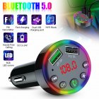 Multi-purpose LED Screen F9 Car  Bluetooth-compatible  5.0  Fm  Transmitter Mp3 Player U Disk Music Atmosphere Light Usb Fast Charger Black