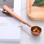 Multifunction 2 in 1 Kitchen Stainless Steel Coffee Scoop with Clip for Tea Coffee Rose gold