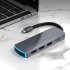 Multifunction 6 in 1 Type C to HDMI HUB USB3 1 Adapter Video Converter with Indicator   Space gray