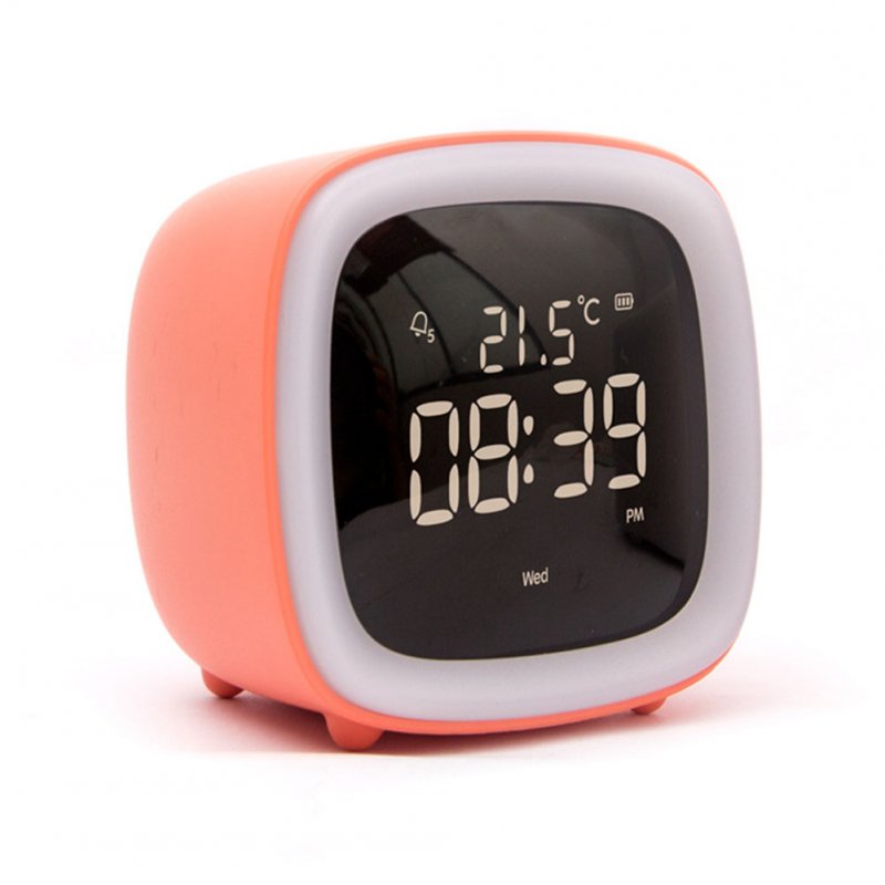 Multifunction Cute Cartoon Alarm Clock Temperature Display USB Night Light Orange alarm clock (regular)