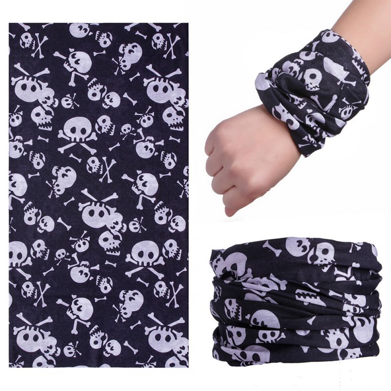 Multifunction Seamless Skull Pattern Magic Riding Mask Warm Scarf  Halloween Props 112#_25*50CM or so