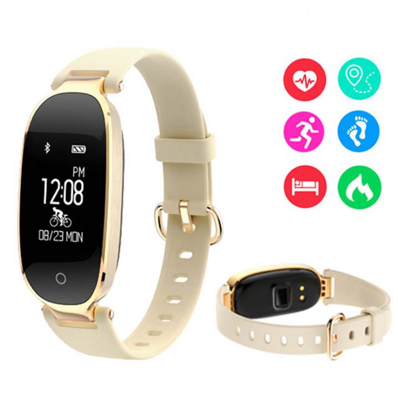 Multifunction Waterproof Fitness Tracker Smart Bracelet Watch Heart Rate Monitor Wristband  Golden