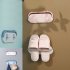 Multifunctional Bathroom Slippers Rack Free Punching Wall Drain Rack for Bathroom Kitchen Towel Hanging Pink
