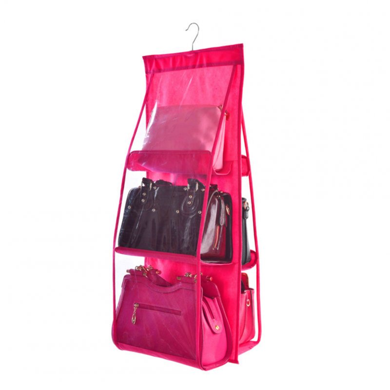 Multifunctional Double-sided Bag Storage Hanging Bag Organizer Container Household Decoration rose Red