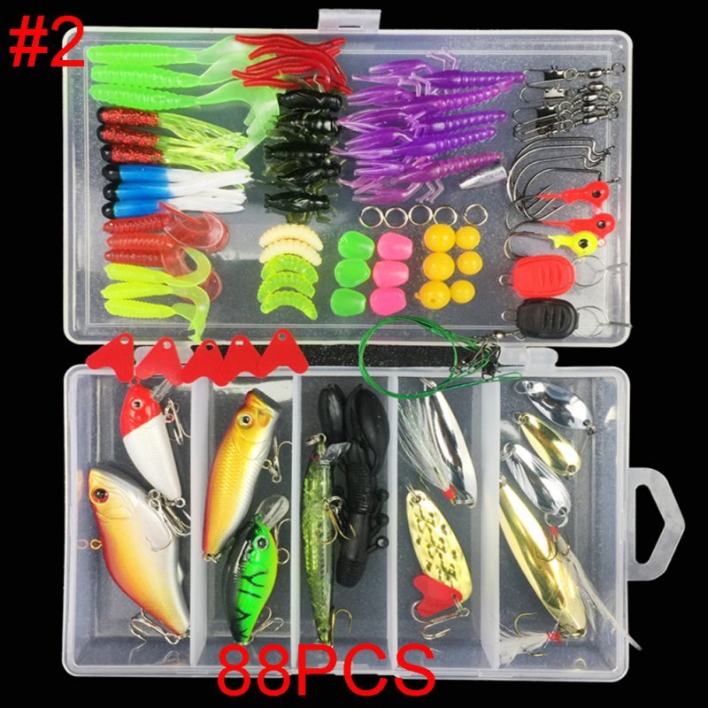 Multifunctional Fishing Lure Fake Bait Artificial Swimbait Fishing Hook Kit 88pcs/set_Lure bait set