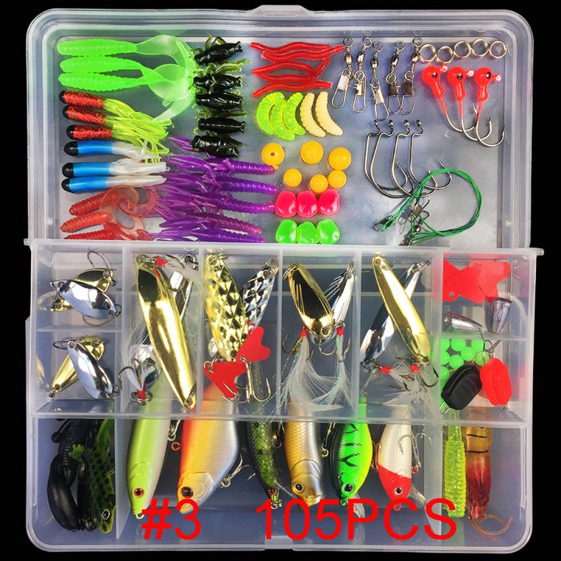 Multifunctional Fishing Lure Fake Bait Artificial Swimbait Fishing Hook Kit 105pcs/set_Lure bait set