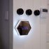Multifunctional LED Night Light Wall Clock Thermometer Mirror Glass Digital Alarm Clock Silver