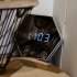 Multifunctional LED Night Light Wall Clock Thermometer Mirror Glass Digital Alarm Clock Silver