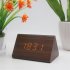 Multifunctional Wooden Alarm  Clock Luminous Silent Clock With Smart Led Display Black wood white