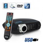 Multimedia LED projector with built in DVD player that plays DVDs  movies directly from the USB drive  or connect to any other video source 