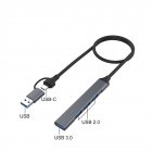 Multiport Adapter 4 In 1/7 In 1 USB C Dongle With Cable Slim Data Adapter 5Gbps High Speed USB Hub For Laptop Printer 4 ports USB