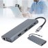 Multiport USB C Hub Adapter Charging Block Desktop Charging Hub 12 In 1 Charger Adapter Card Reader Connector Grey