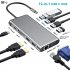 Multiport USB C Hub Adapter Charging Block Desktop Charging Hub 12 In 1 Charger Adapter Card Reader Connector Grey