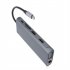 Multiport USB C Hub Adapter Charging Block Desktop Charging Hub 12 In 1 Charger Adapter Card Reader Connector Grey