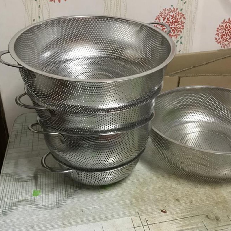 Multipurpose Fine Stainless Steel Single Ring/Binaural Drain Basket for Vegetables Washing 28.5CM_Binaural