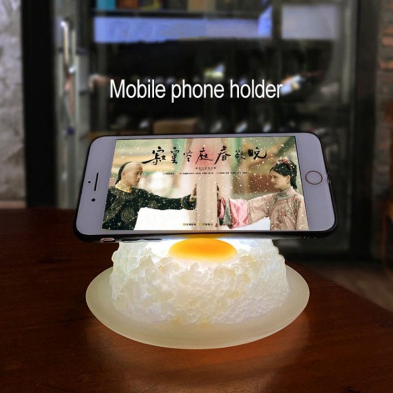 Colorful Led Night Light Egg Rice Shape Desktop Mobile Phone Bracket Pat Induction Home Decorat