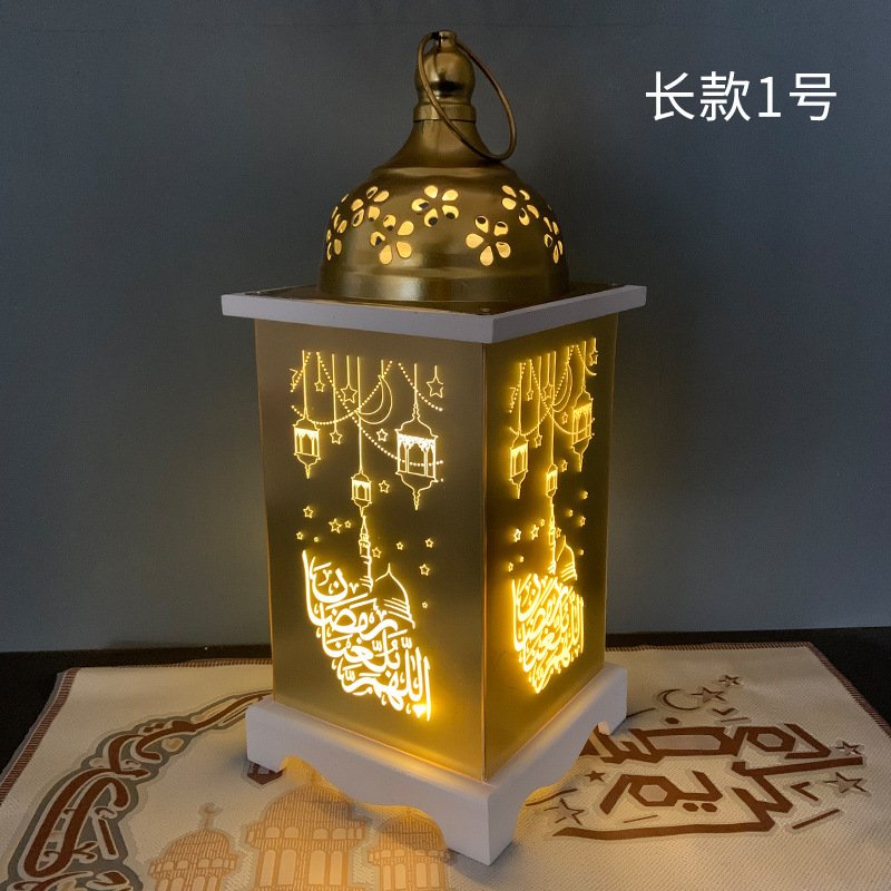 Muslim Ramadan Wind Lamp LED Light Wooden Hanging Pendant Eid Festival Holiday Decoration Long -1