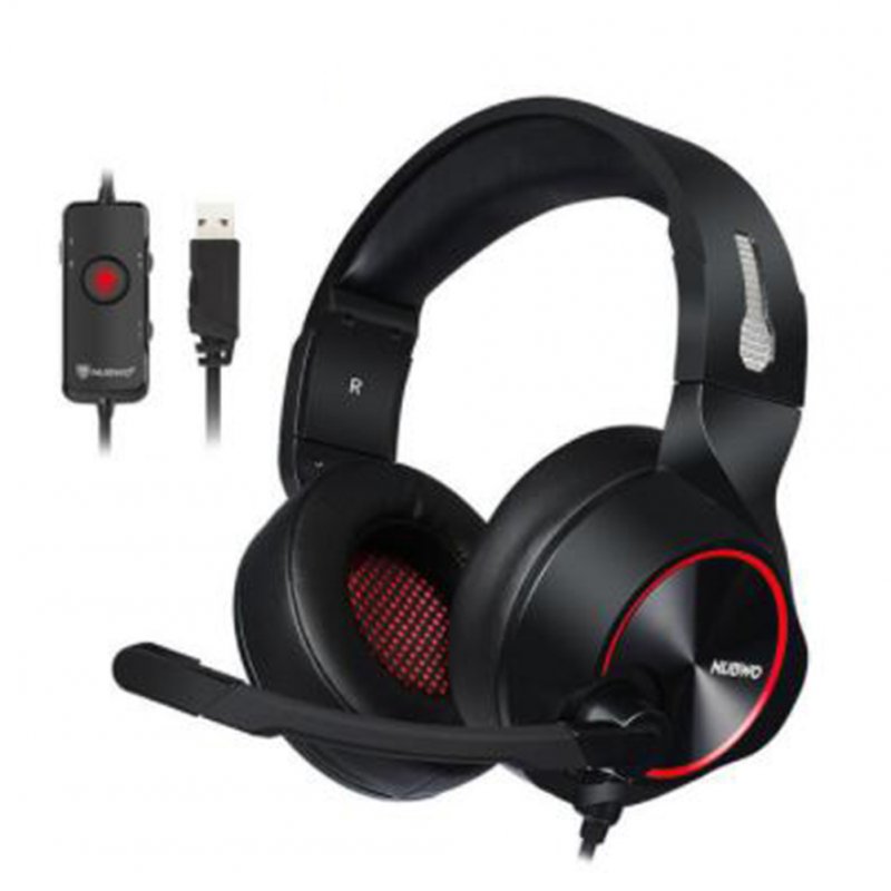 N11U PC Gamer Gaming Headset Casque 7.1 Channel Sound Wired USB Earphone Headphones with Mic Volume Control LED for Computer Black + red