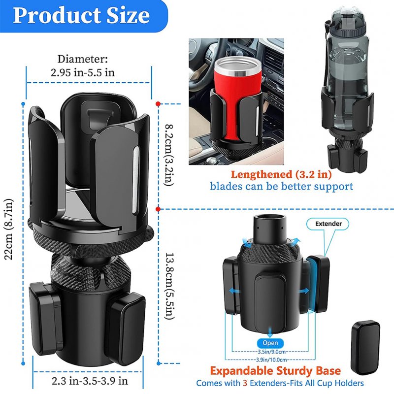 Cup Holder Expander For Car Multi-Functional Cup Holder Adapter With Adjustable Expander Base For Large Bottles Drinks 