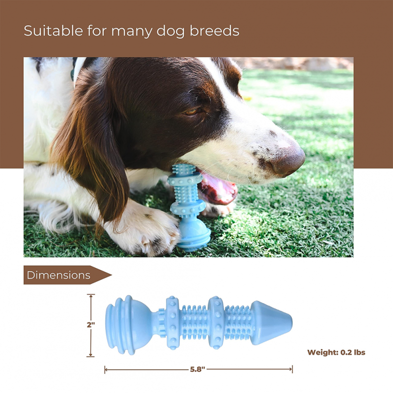 Rocket Shaped Pet Toothbrush Toy Indestructible Bite-resistant Dogs Chew Toys Light Blue