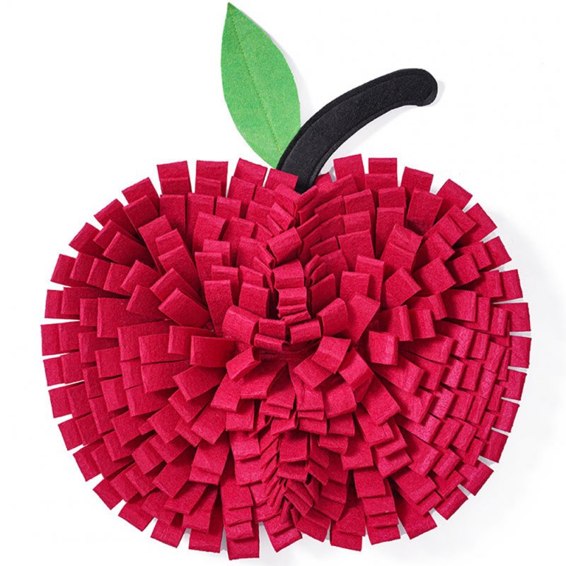 Pet Dog Snuffle Mat Apple-shaped Felt Cloth Training Sniff Pad Slow Feeder Encourages Natural foraging Skills Red