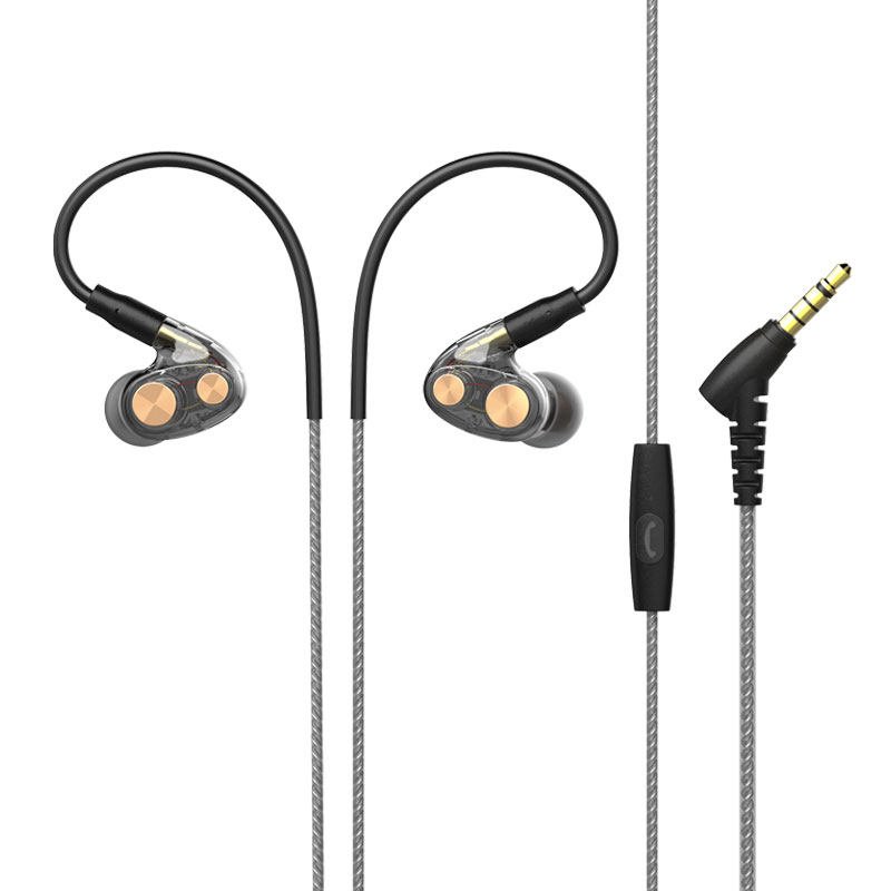 N35 Ring Iron Earphone In-Ear Cable Control Noise Reduction HiFi Super Bass Headset Mobile Phone Universal black