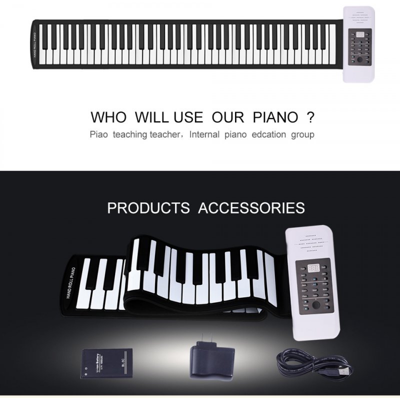 61 Keys 88 Keys Roll Up Piano Flexible Soft Electronic Digital Piano Roll Up Keyboard Piano Portable Piano for Beginner 