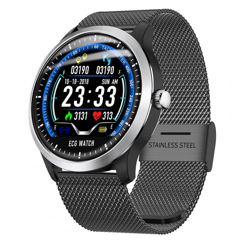 N58 Smart Watch Sports Bracelet - Black Steel