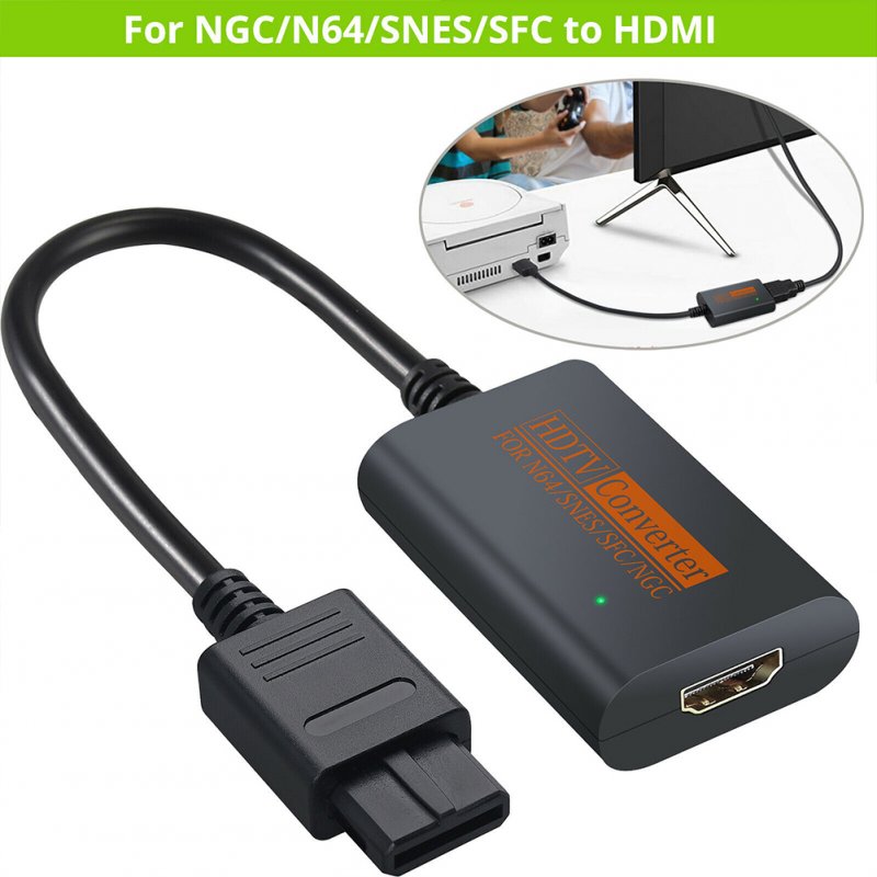 N64 To HDMI-compatible Converter Support 16:9 And 4:3 Convert HDMI-compatible  Cable Black